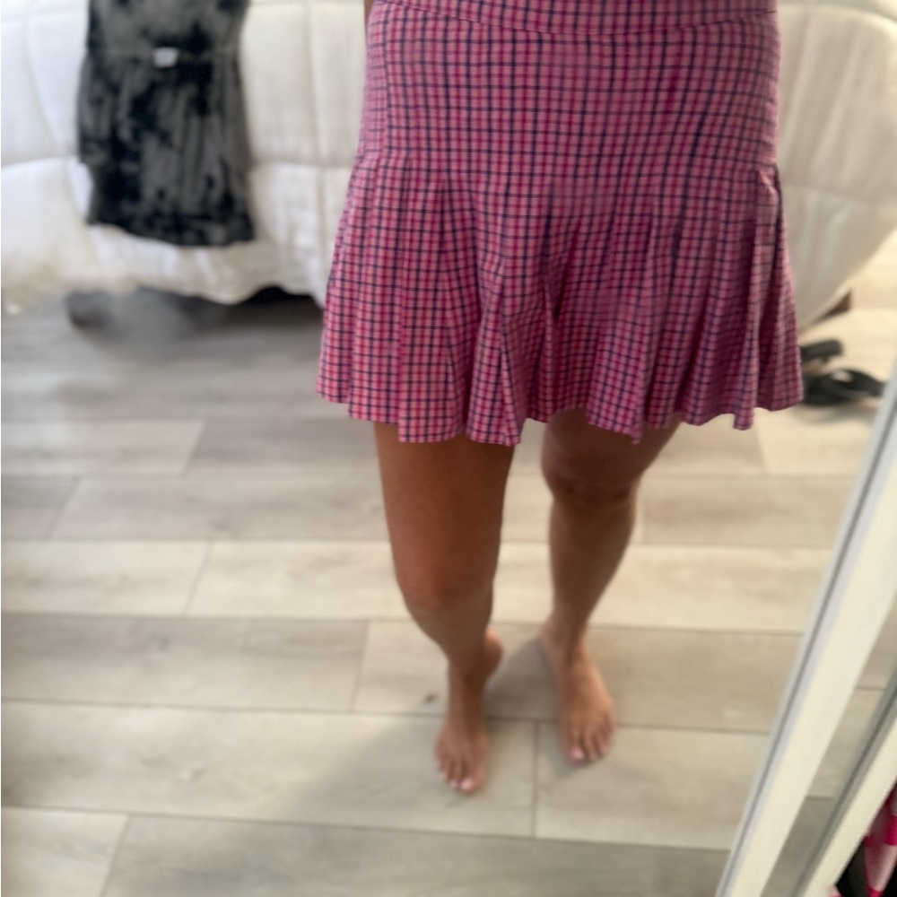 Lovers + Friends Pink Pleated Skater Mini Skirt